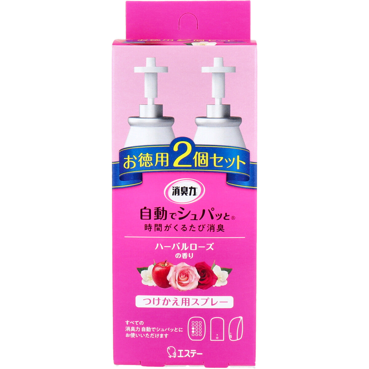 【まとめ買い】消臭力　自動でシュパッと　つけかえ　２個セット　ハーバルローズの香り 容量78ML×16点セットエステー 芳香剤・部屋用