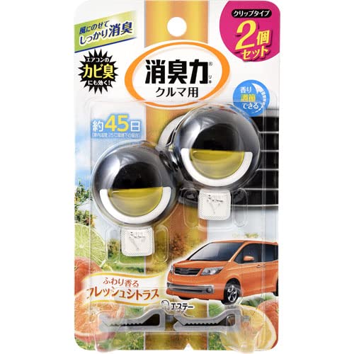 【まとめ買い】クルマの消臭力　クリップタイプ２Ｐ　シトラス 容量2個×22点セット エステー 芳香剤・車用