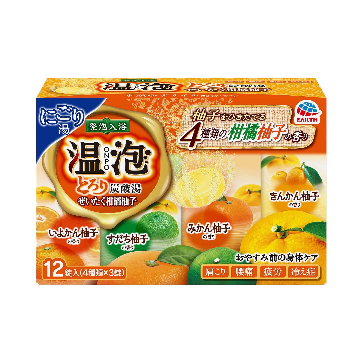 【まとめ買い】温泡とろり炭酸湯ぜいたく柑橘柚子１２錠入 容量45G×16点セット アース製薬 入浴剤