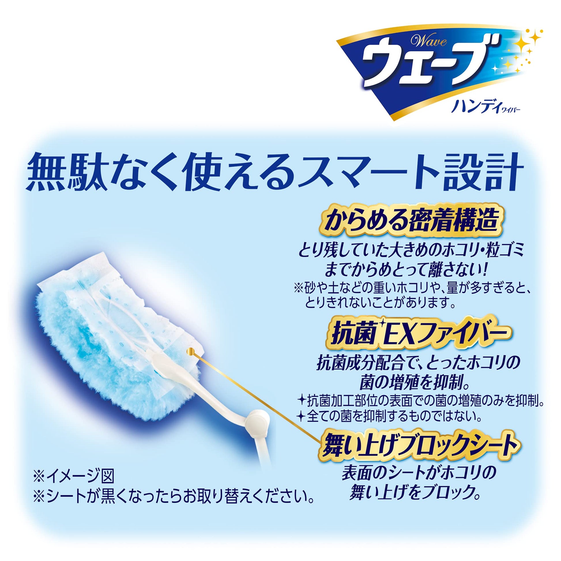 【まとめ買い】ウェーブハンディワイパー超ロングタイプ本体＋2枚容量2枚×12点セット フローリングシートクリーナー