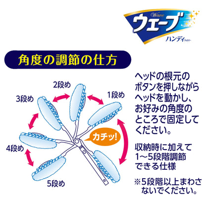 【まとめ買い】ウェーブハンディワイパー超ロングタイプ本体＋2枚容量2枚×12点セット フローリングシートクリーナー