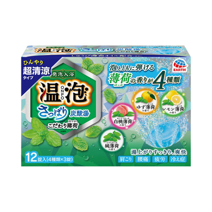 【まとめ買い】温泡さっぱり炭酸湯こだわり薄荷１２錠 容量45G×16点セット アース製薬 入浴剤