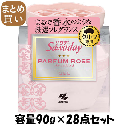 【まとめ買い】サワデークルマ専用ゲル　パルファムロゼ 容量90G×28点セット 小林製薬 芳香剤・車用
