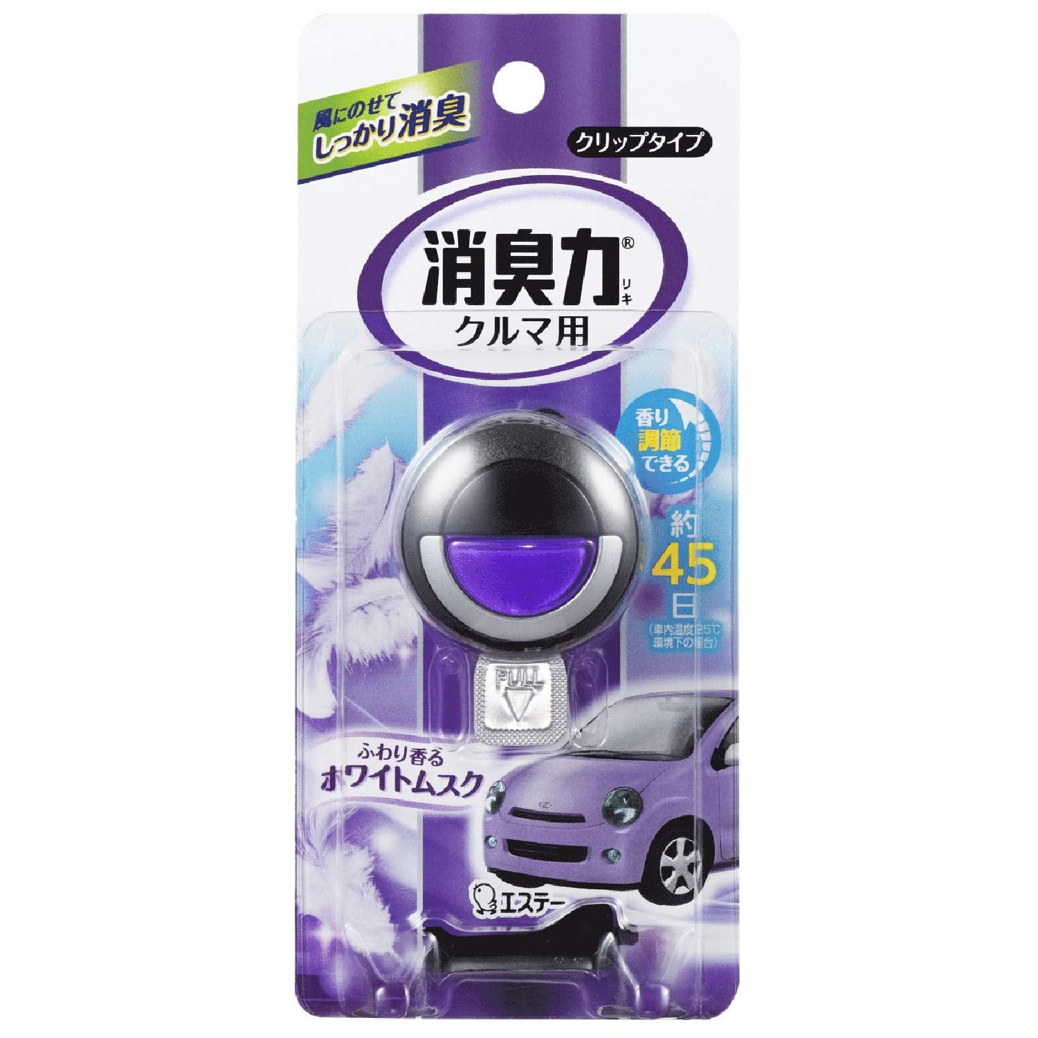 【まとめ買い】クルマの消臭力　クリップタイプ　ホワイトムスク 容量1個×24点セット エステー 芳香剤・車用