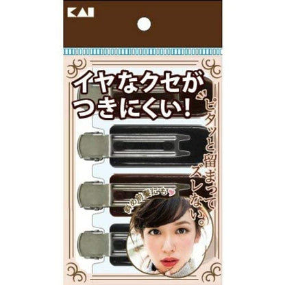 【まとめ買い】ＫＱ３１３１癖がつきにくい前髪クリップ　黒茶　４Ｐ 容量4個×12点セット 貝印 スタイリング
