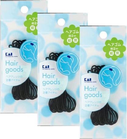 【まとめ買い】ＳＳ　ヘアゴム細　黒 容量1個×12点セット 貝印 スタイリング