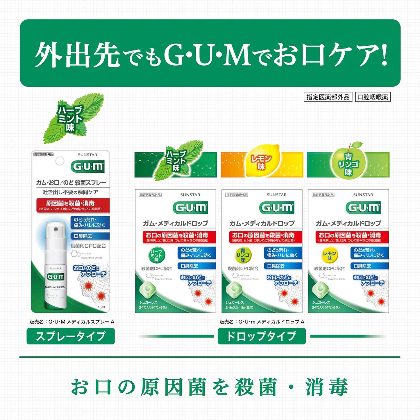 【まとめ買い】ガムメディカルドロップ青リンゴ味２４個入り 容量24個×10点セット サンスター マウスウォッシュ