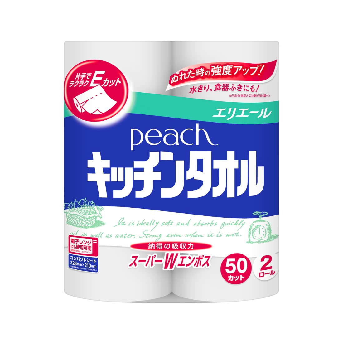 【まとめ買い】ピーチキッチンタオル　２Ｒ 容量2巻×24点セット 日清紡ペーパー日清紡 キッチンタオル - MONOW 公式ショップ