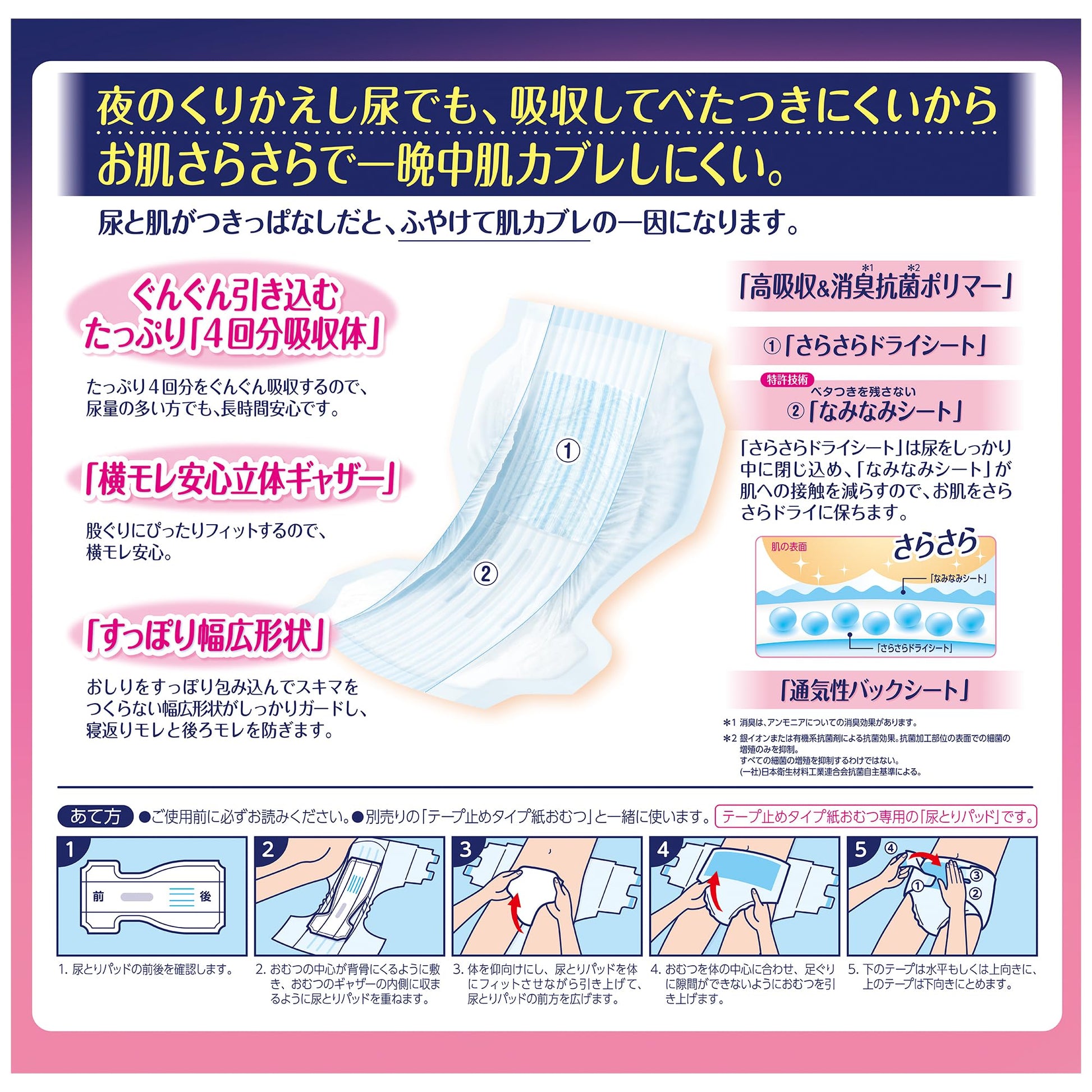 【まとめ買い】ライフリー　一晩中お肌あんしん尿とりパッド４回　３３＋３枚 容量33枚×3点セット 大人用オムツ
