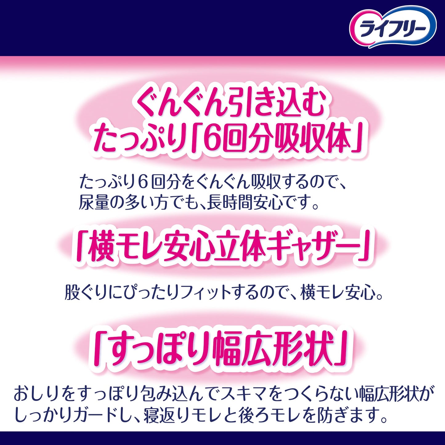 【まとめ買い】ライフリー　一晩中お肌あんしん尿とりパッド６回　２２＋２枚 容量22枚×5点セット 大人用オムツ