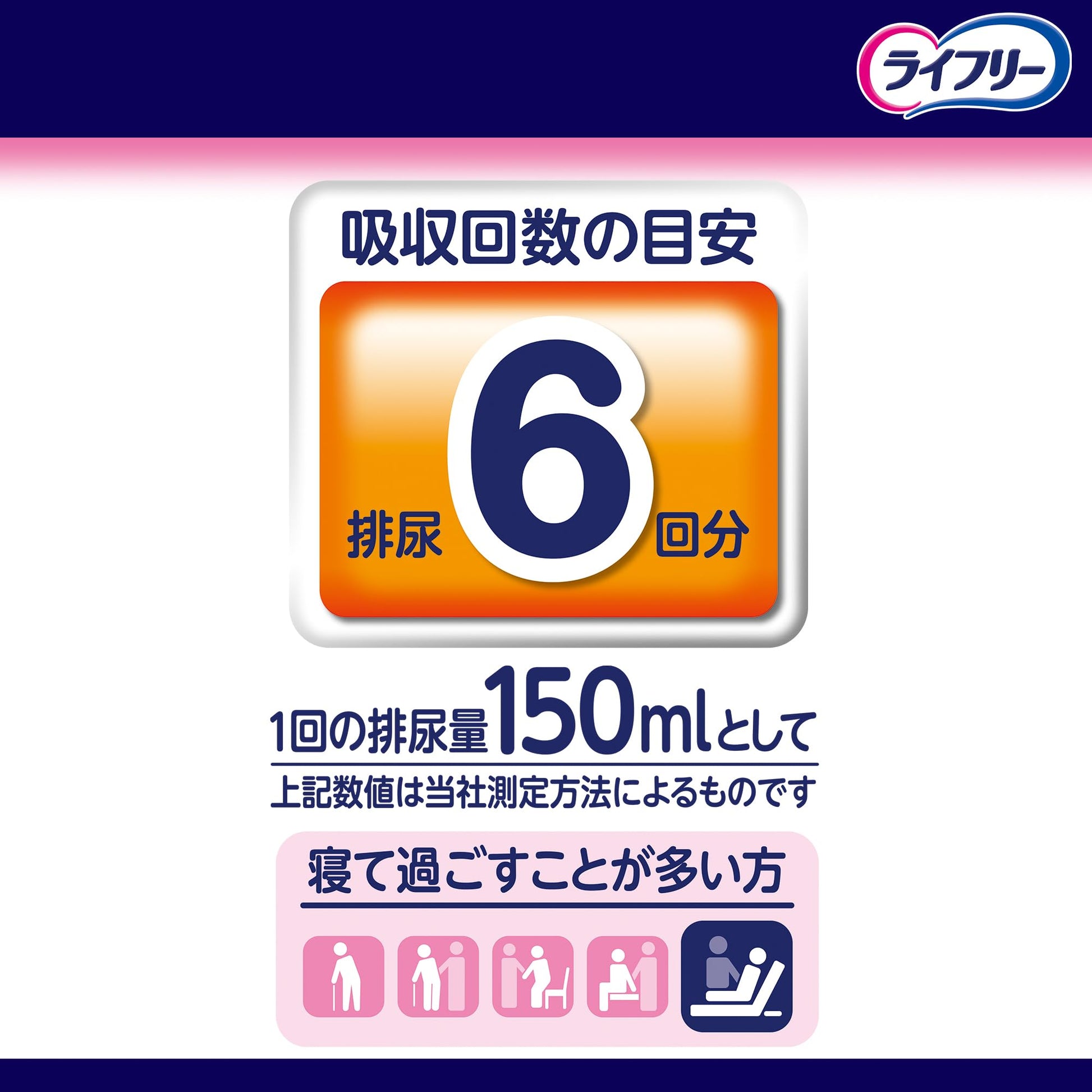 【まとめ買い】ライフリー　一晩中お肌あんしん尿とりパッド６回　２２＋２枚 容量22枚×5点セット 大人用オムツ