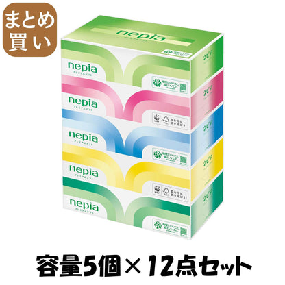 【まとめ買い】ネピア　プレミアムソフトティシュ１８０Ｗ×５Ｐ 容量5個×12点セット 王子ネピア ティッシュ