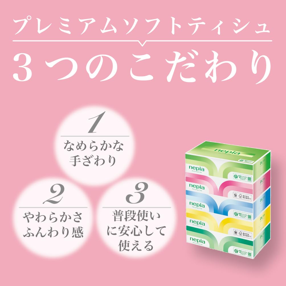 【まとめ買い】ネピア　プレミアムソフトティシュ１８０Ｗ×５Ｐ 容量5個×12点セット 王子ネピア ティッシュ
