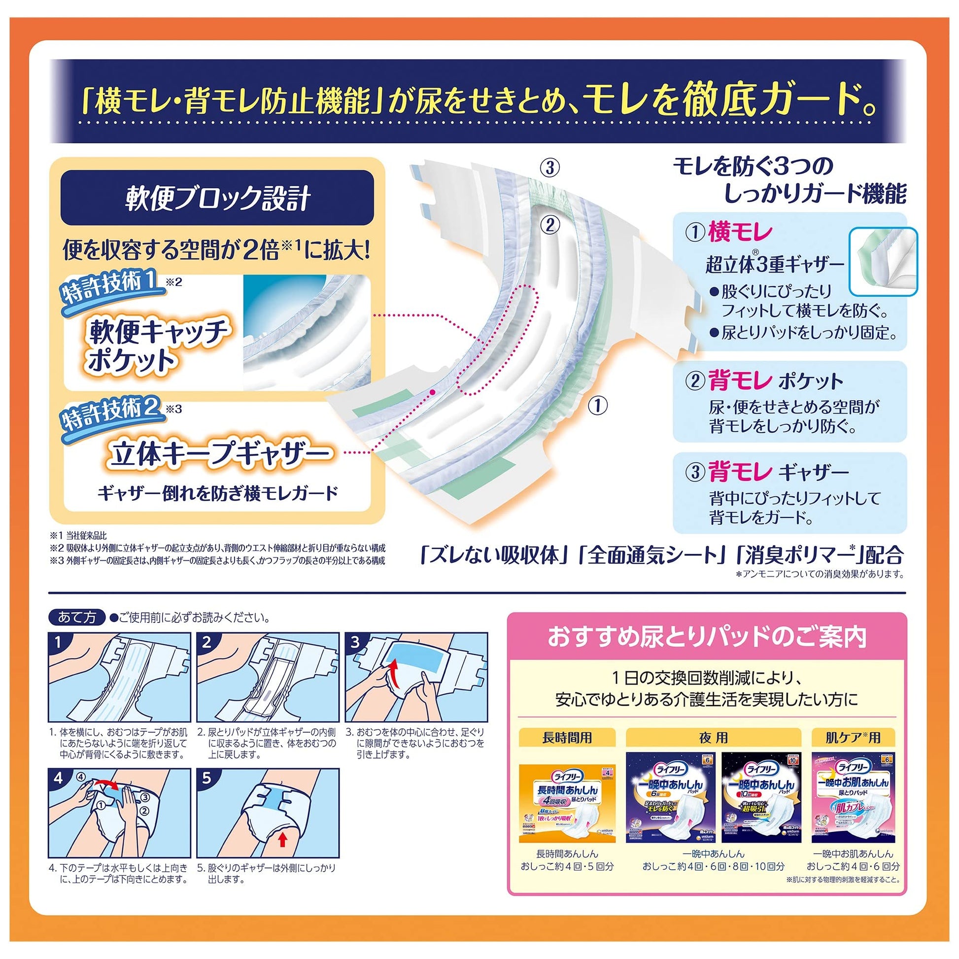 【まとめ買い】ライフリー　横モレあんしんテープ止めＬ　１７枚 容量12枚×4点セット 大人用オムツ