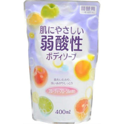 【まとめ買い】弱酸性ボディフルーティーフローラル詰替用 容量400ML×20点セット ロケット石鹸 ボディソープ