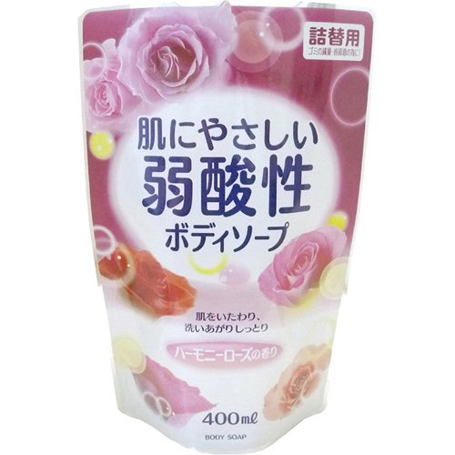 【まとめ買い】弱酸性ボディソープハーモニーローズ詰替 容量400ML×20点セット ロケット石鹸 ボディソープ