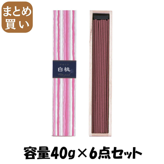 【まとめ買い】かゆらぎ　スティック　白桃４０本 容量40G×6点セット 日本香堂 お香