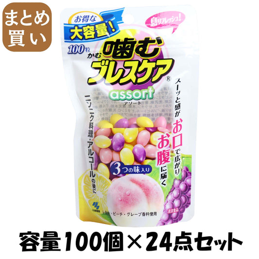 【まとめ買い】噛むブレスケア　パウチ　アソート 容量100個×24点セット 小林製薬 マウスウォッシュ