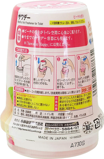 【まとめ買い】サワデー　つめ替用　気分はじけるピーチの香り 容量140G×28点セット 小林製薬 芳香剤・トイレ用