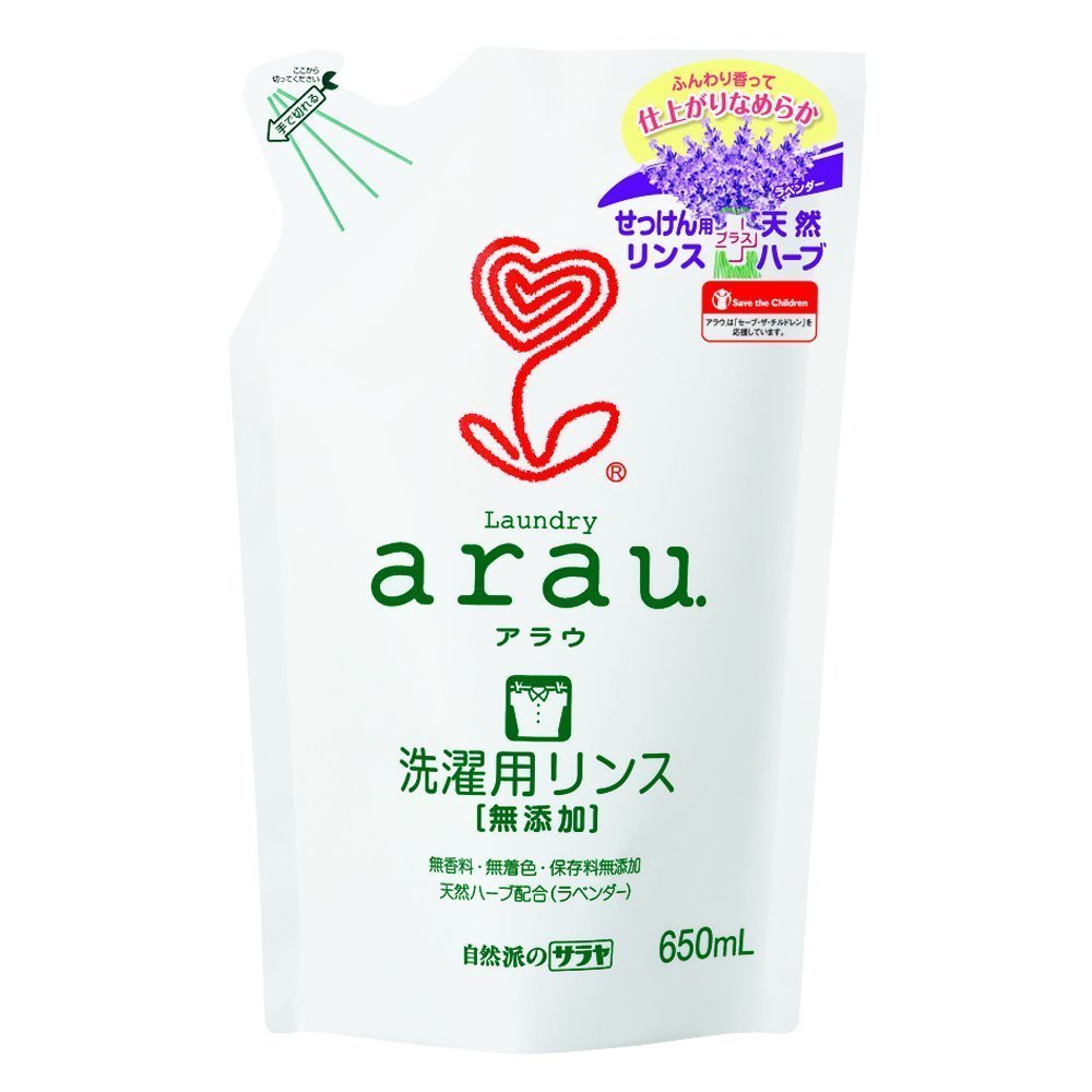 【まとめ買い】アラウ．洗濯用リンス仕上げ　詰替用 容量650ML×12点セット サラヤ 柔軟剤