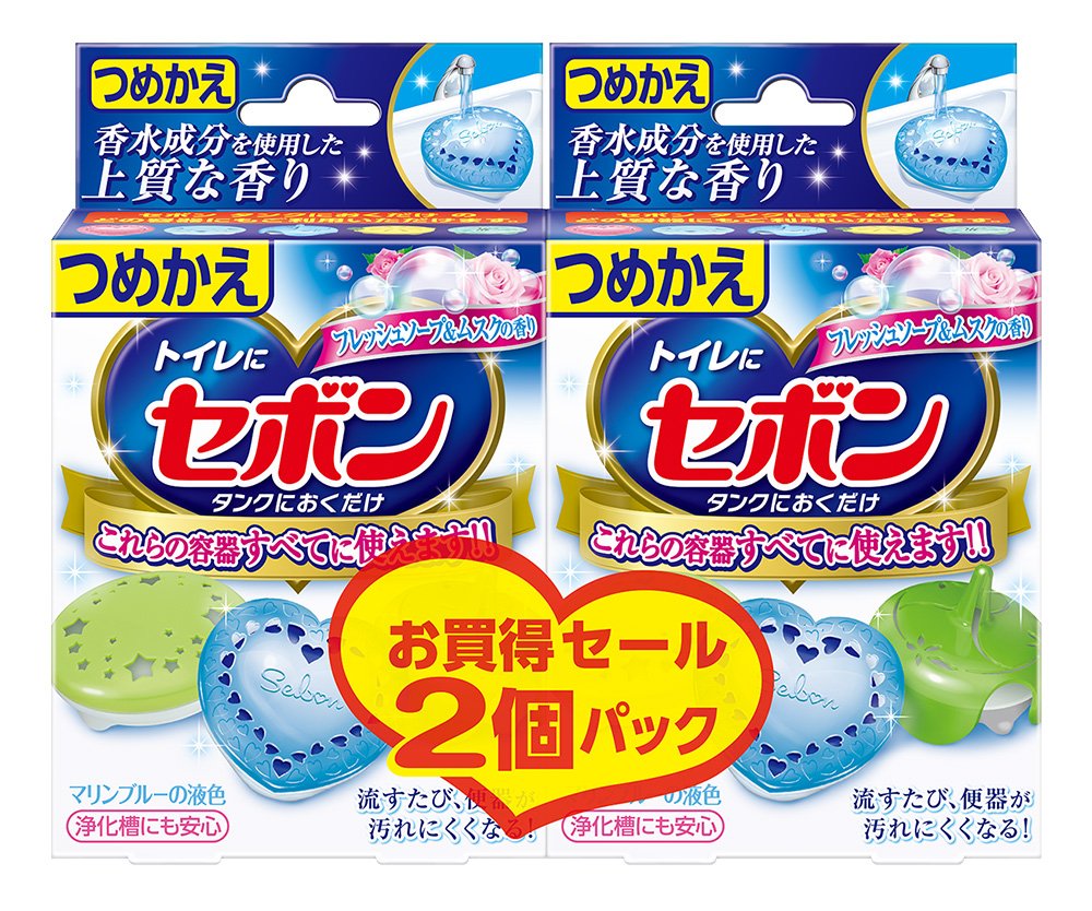 【まとめ買い】セボンタンクにおくだけ　つめかえ　フレッシュソープ＆ムスク　2個パック 容量2個×20点セット 芳香剤・タンク