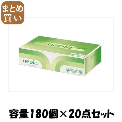 【まとめ買い】ネピア　プレミアムソフトティシュ１８０Ｗ 容量180コ×20点セット 王子ネピア ティッシュ