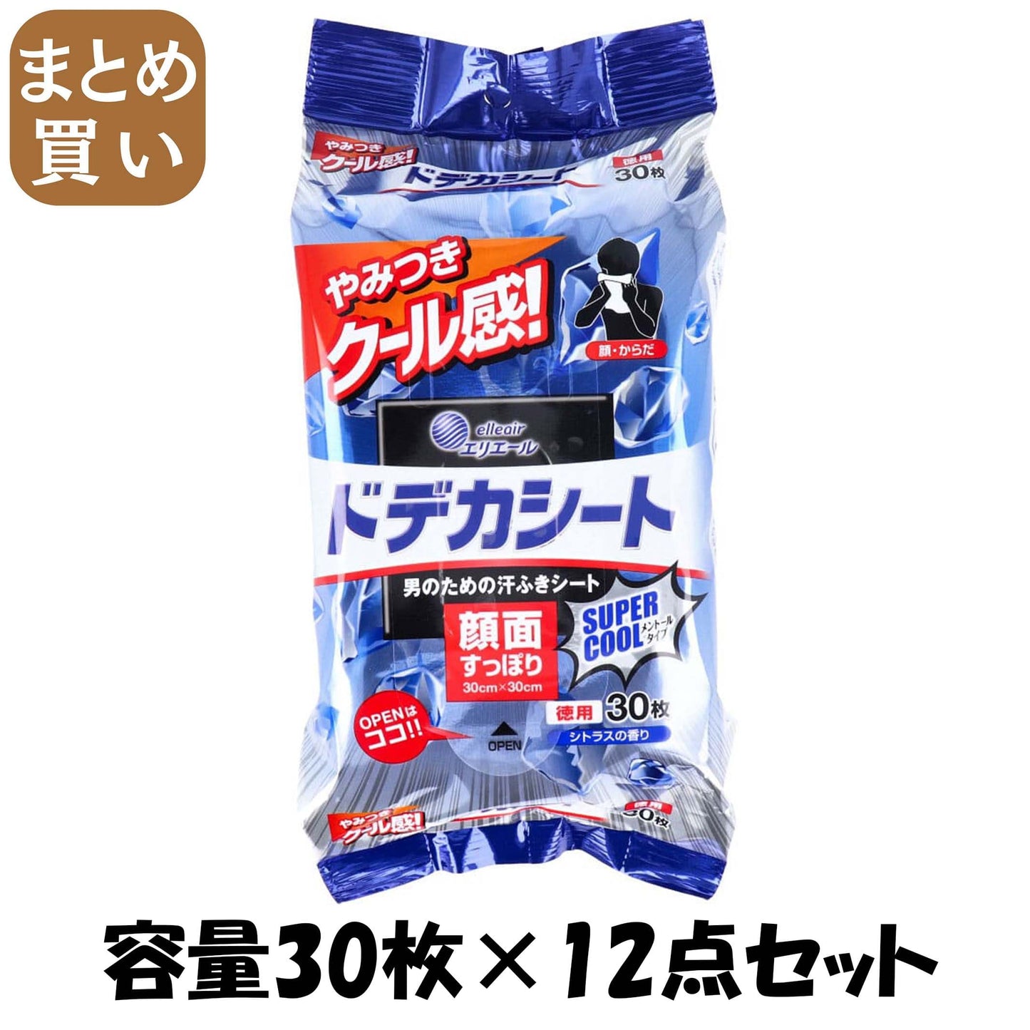 【まとめ買い】エリエールｆｏｒＭＥＮドデカシートスーパークールタイプ徳用３０枚 容量30枚×12点セット 大王製紙 ボディソープ