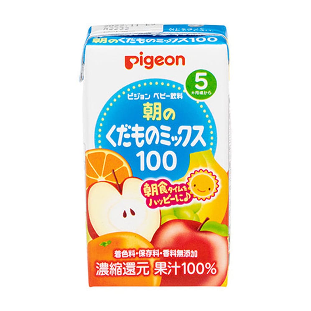 ピジョン　紙パックベビー飲料　朝のくだものミックス１００　１２５ｍＬ×３個パック