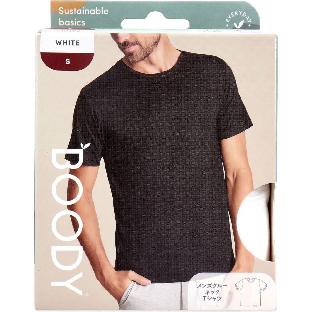 BOODY メンズ クルーネックＴシャツ Sサイズ ホワイト