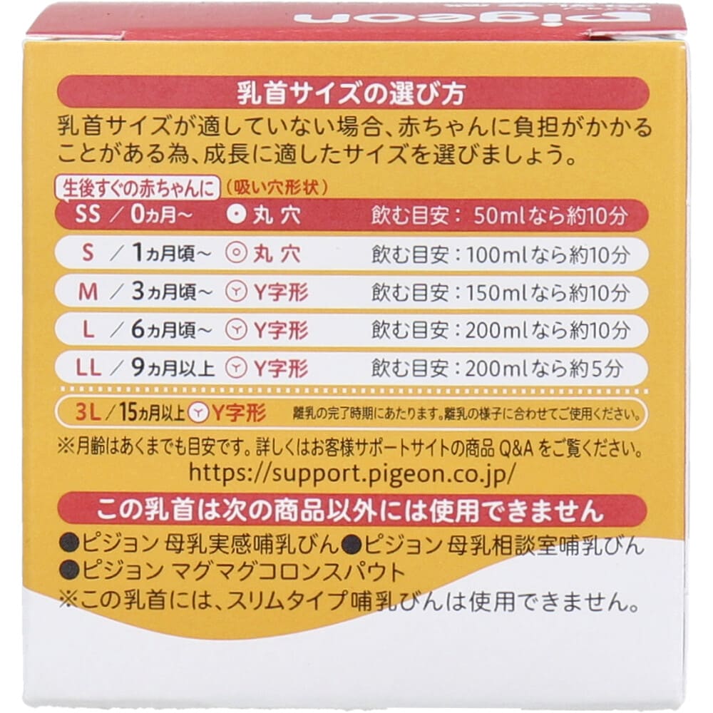 ピジョン 母乳実感乳首 0ヵ月から SSサイズ 丸穴 1個入