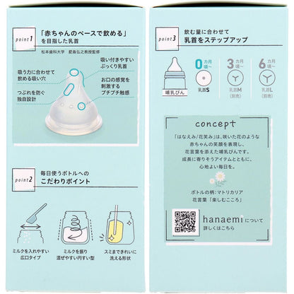 リッチェル はなえみ ガラス哺乳びん 0カ月頃から Sサイズ 160mL