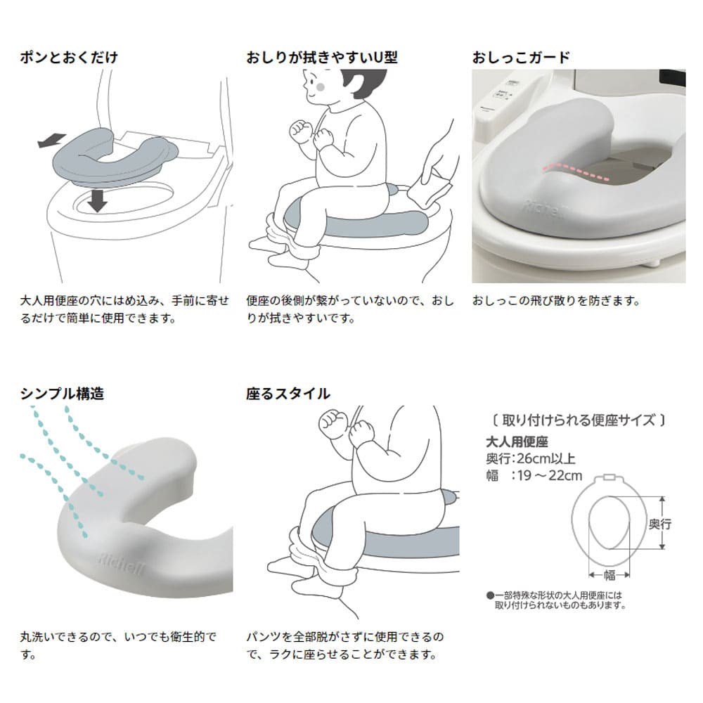 リッチェル ソフト補助便座K グレー