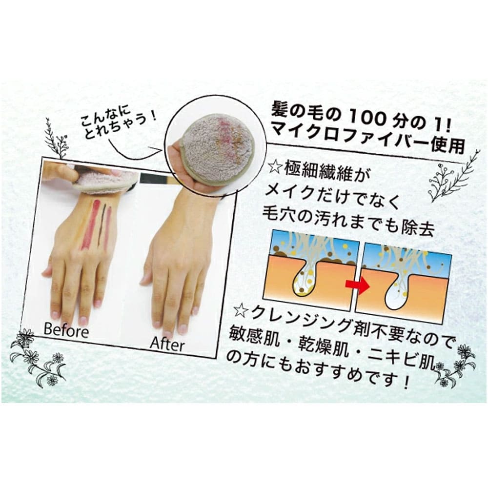 メイクアップリムーバー クレンジングパフ グレー ISP-CP01G