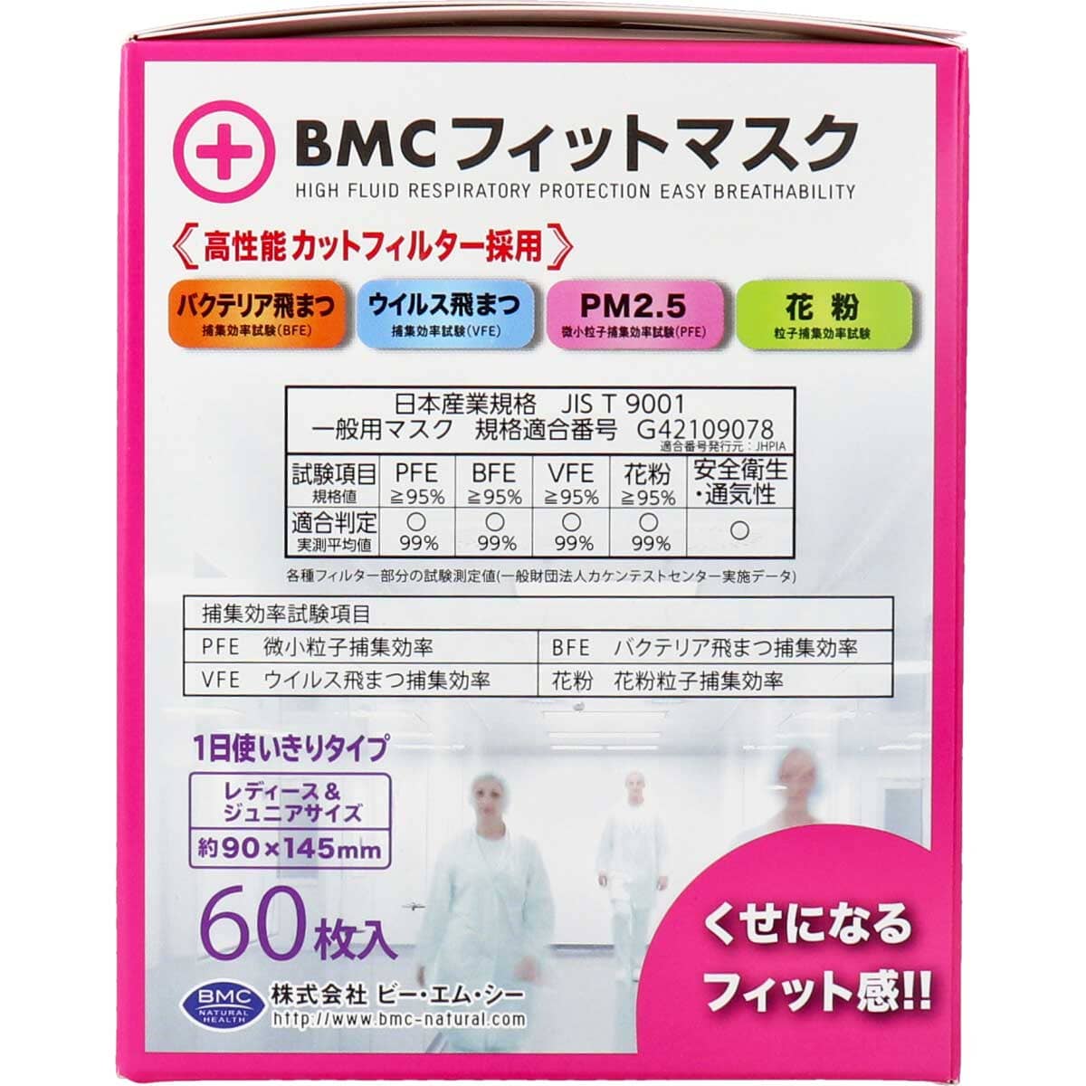 BMC フィットマスク 1日使い切りタイプ レディース&ジュニアサイズ 60枚入
