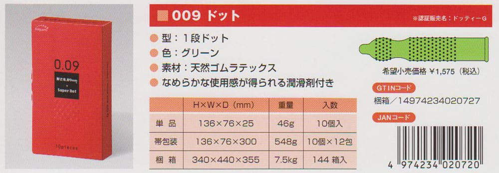 サガミ　００９ドット　コンドーム　１０個入