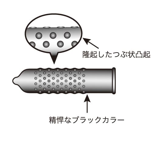 タフブラック　厚膜黒凸起コンドーム　１２個入