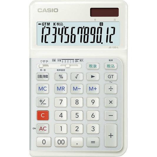 カシオ 人間工学電卓 左手用 JE-12D-L-WE-N