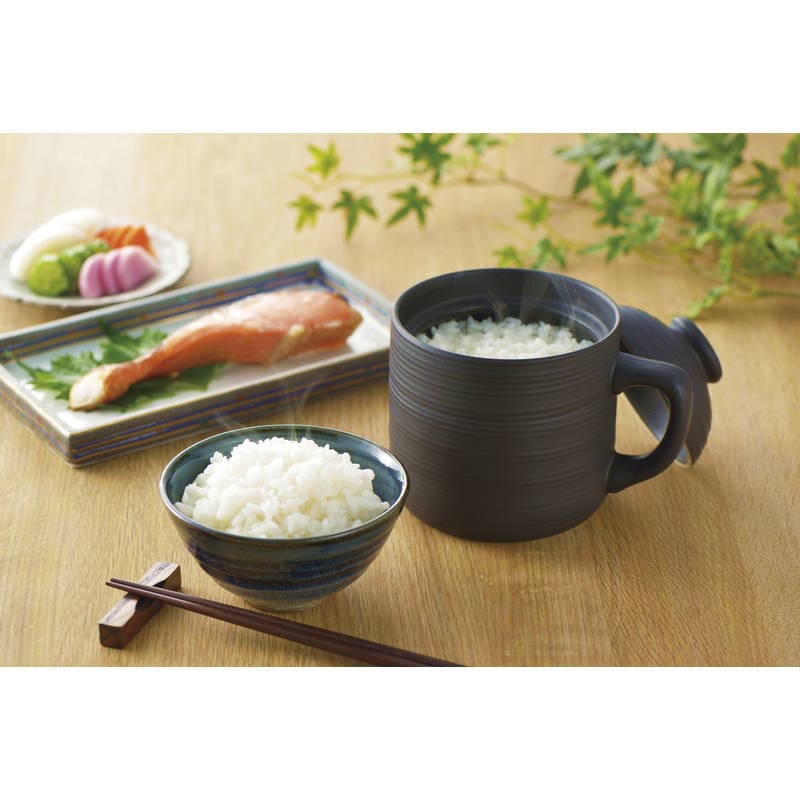 電子レンジ専用炊飯陶器 楽炊御膳 黒 T-01B
