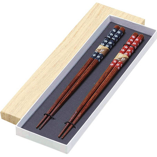 滑り止め夫婦木箸（紺朱） 4603