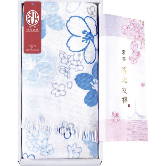 京都 洛北友禅 ひとつひとつ手染めのマルチタオル ロング1P KYT28300-BL 空色