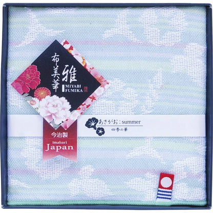 今治 雅 布美華 四季の華ジャガードガーゼタオルハンカチ1P TFM0508611G グリーン