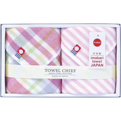 今治ガーゼ＆パイルタオルハンカチ2P TQS1202103 R レッド