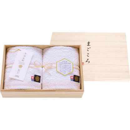 今治小町 白無垢2 深木箱入りハンドタオル2P TIK3004201