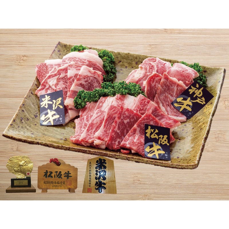 パネルスタイル目録ギフト 3大銘柄牛焼肉セット600g 3224-200