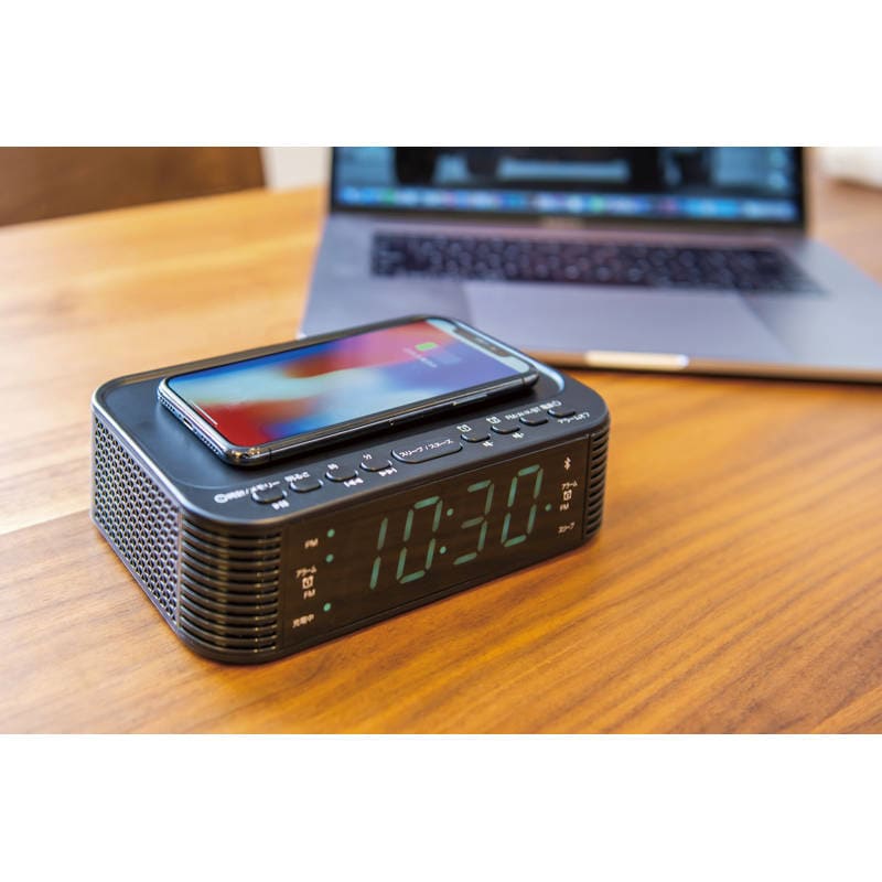 アナバス ワイヤレススマホ充電クロックラジオ CR-BT100