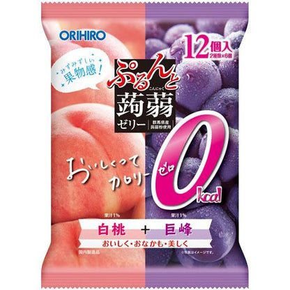 ぷるんと蒟蒻ゼリーパウチ　カロリー０白桃＋巨峰 ORIHIRO