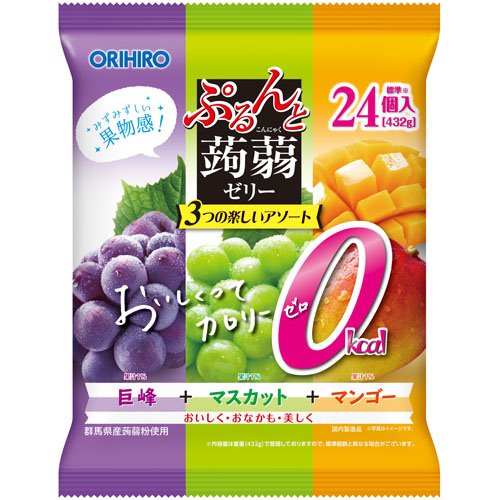 ぷるんと蒟蒻ゼリーパウチ　カロリーゼロ　巨峰＋マスカット＋マンゴー ORIHIRO