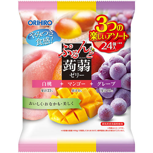 ぷるんと蒟蒻ゼリーパウチ　白桃＋マンゴー＋グレープ ORIHIRO