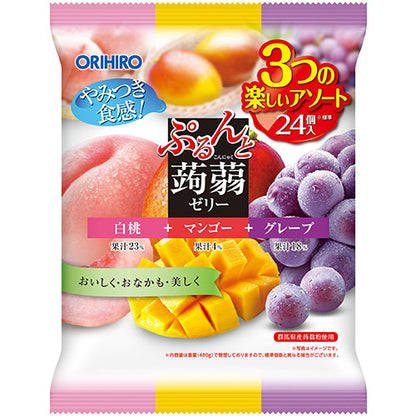 ぷるんと蒟蒻ゼリーパウチ　白桃＋マンゴー＋グレープ ORIHIRO