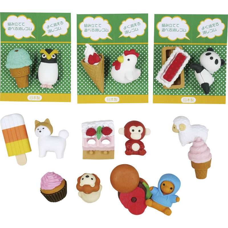 おもしろパズル消しゴム2P（動物＆スイーツ） 種類／指定不可 【単品】